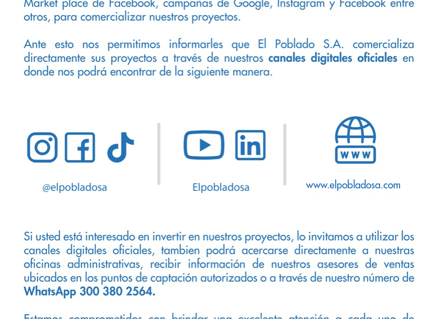 COMUNICADO INFORMATIVO DE INTERÉS GENERAL